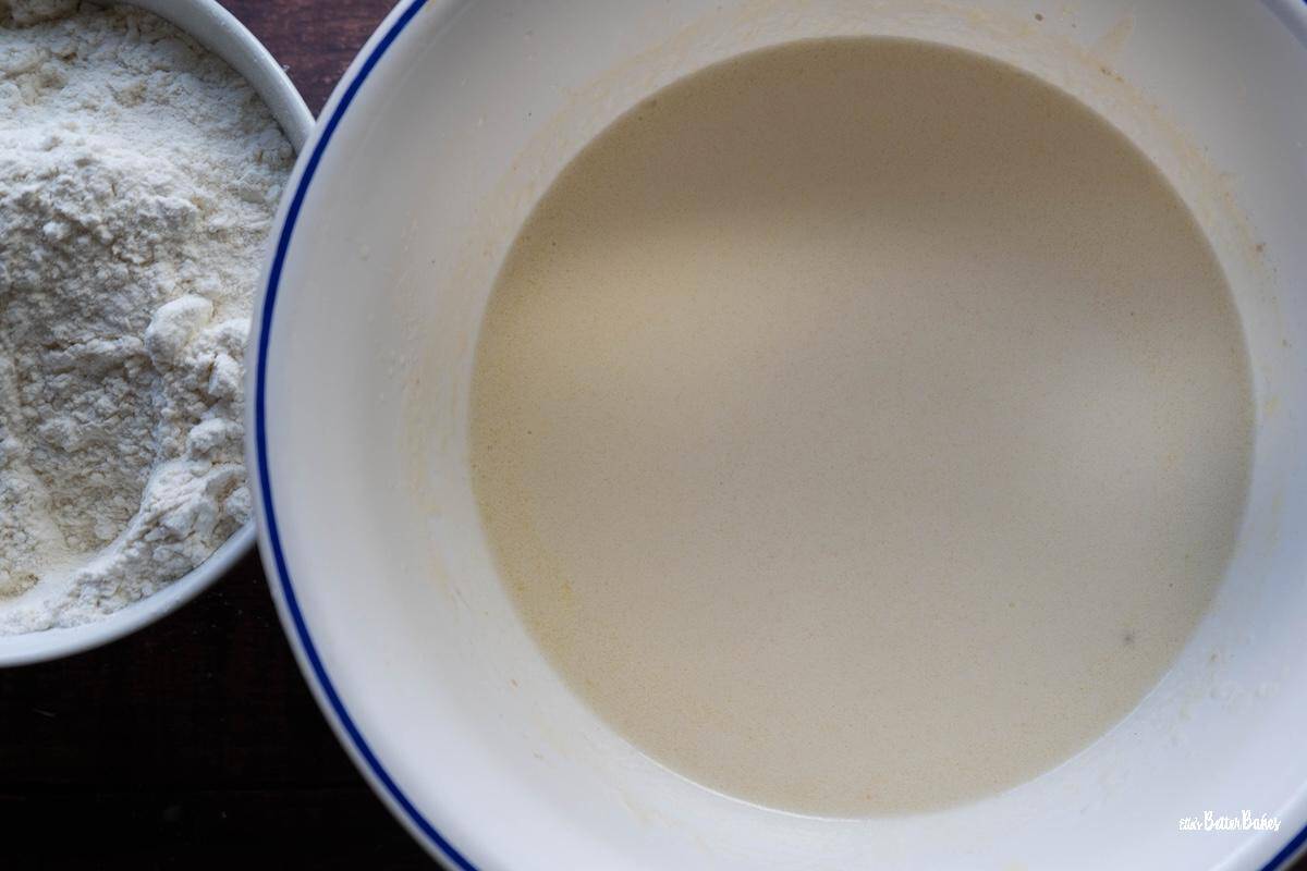 discard, yeast, honey, flour and milk all mixed together