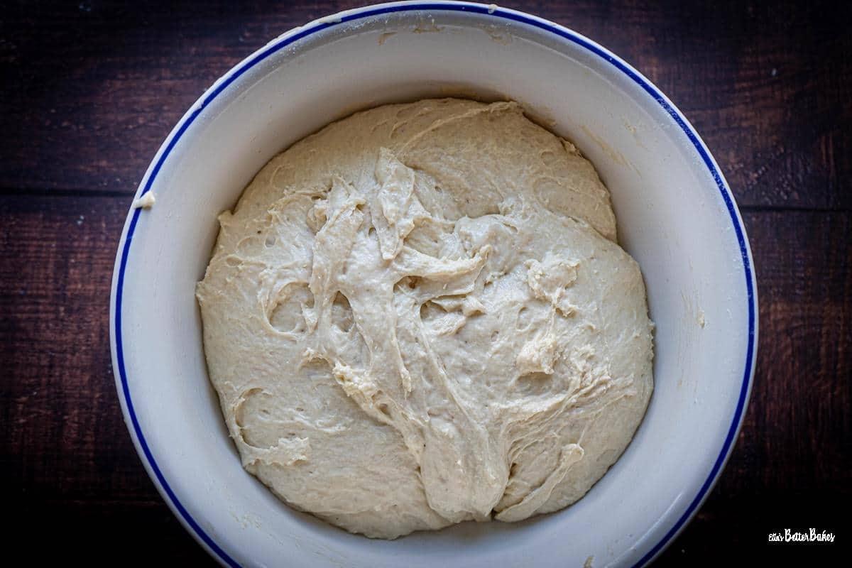 english muffin dough proved and doubled in size