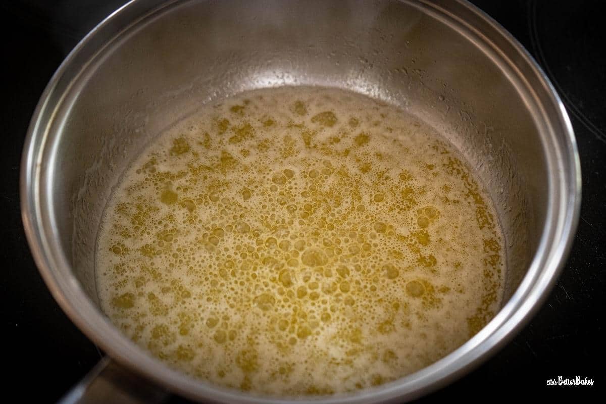 first stage of browning butter - starts to froth