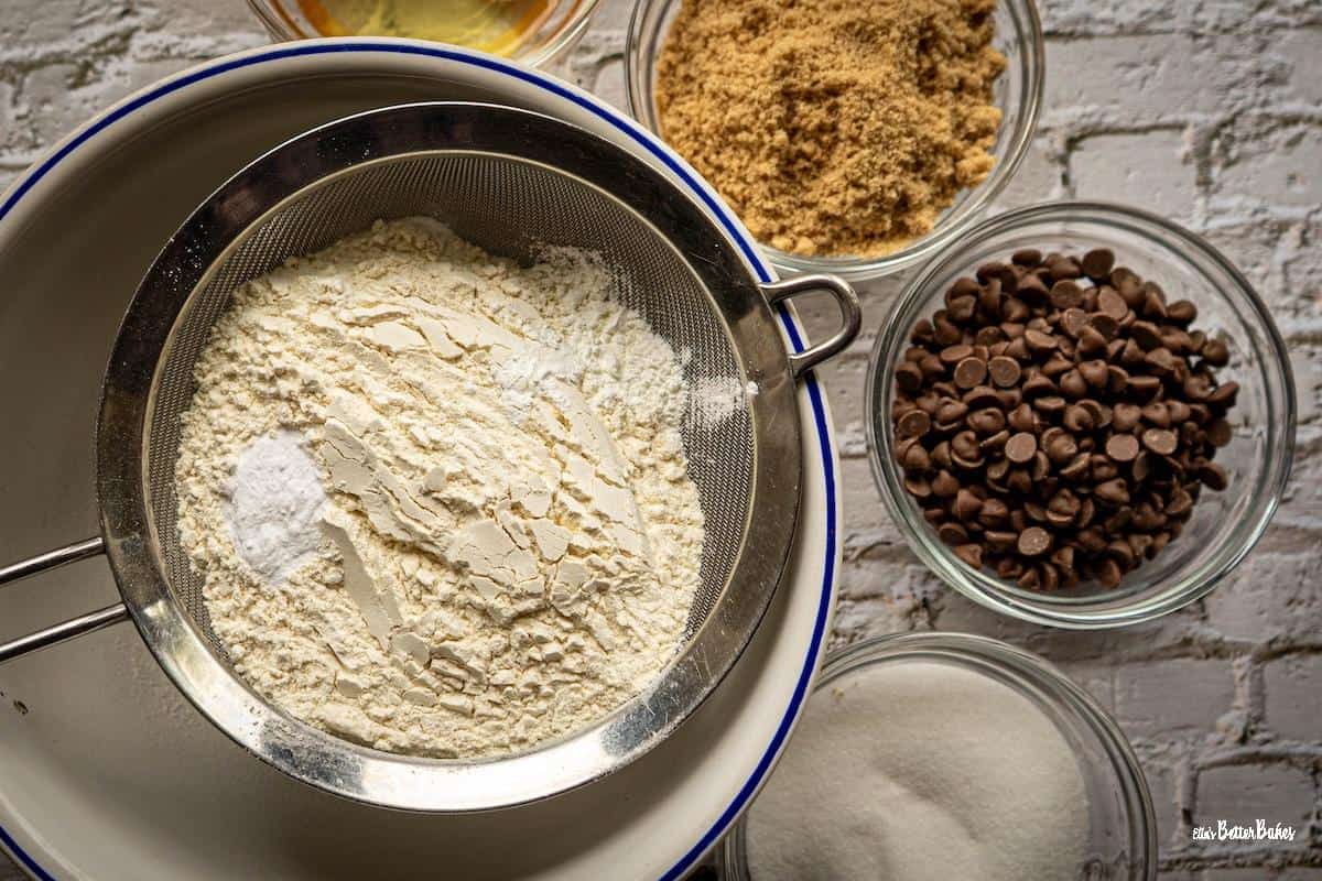 flours and dry ingrdients being sifted