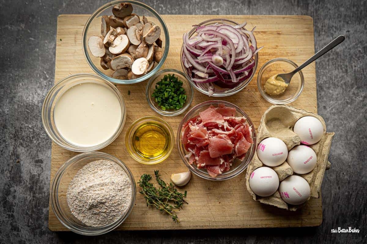 ingredients bacon and mushroom quiche