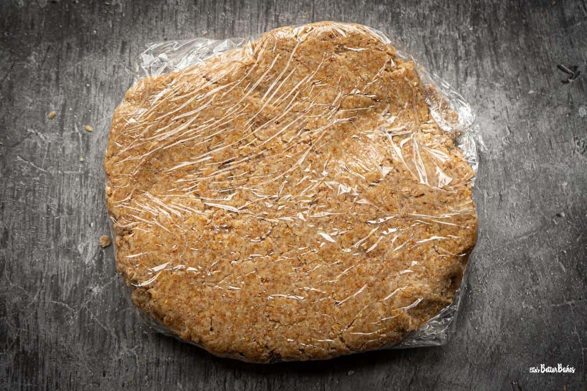 pastry wrapped in cling film read to go in fridge