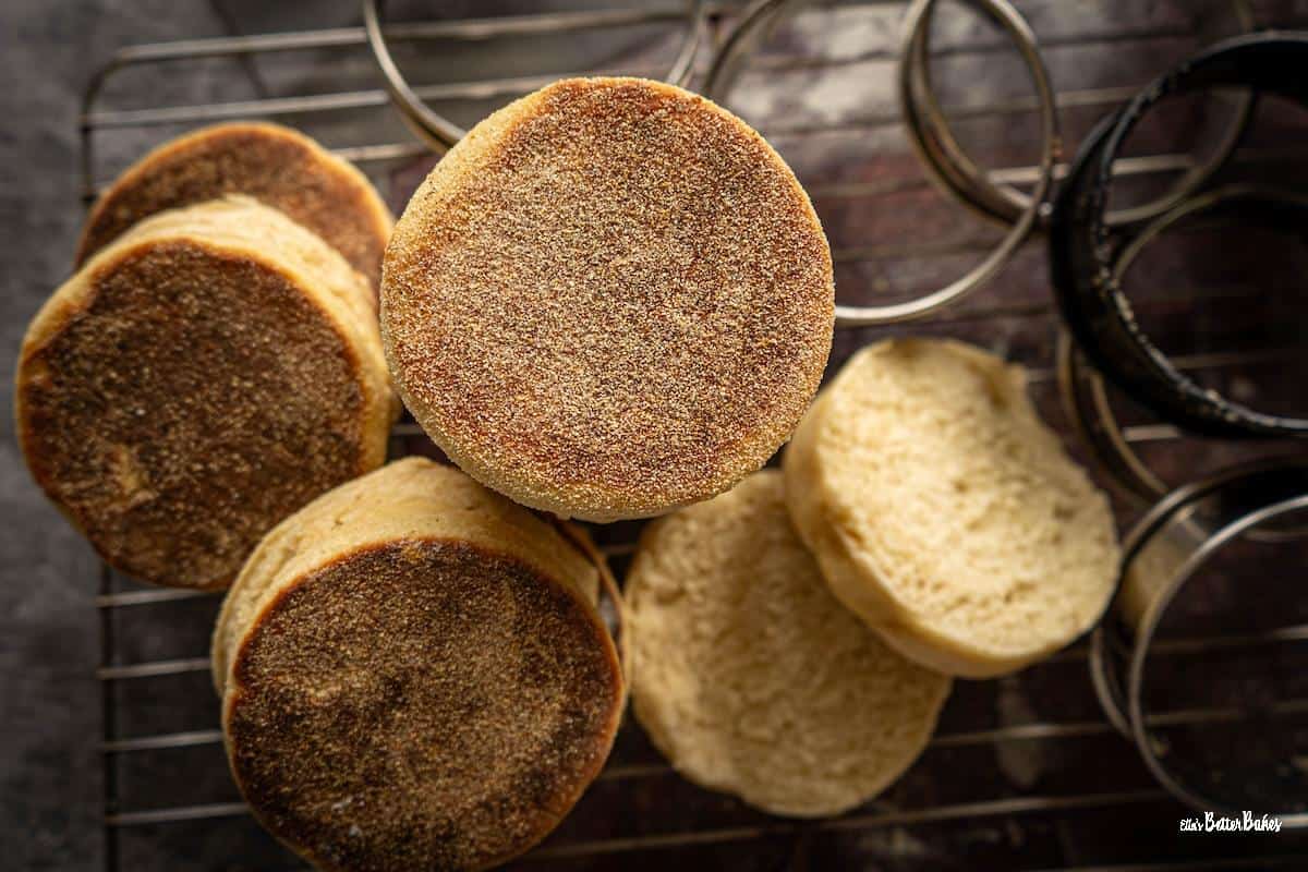 english muffins on a cooling rack