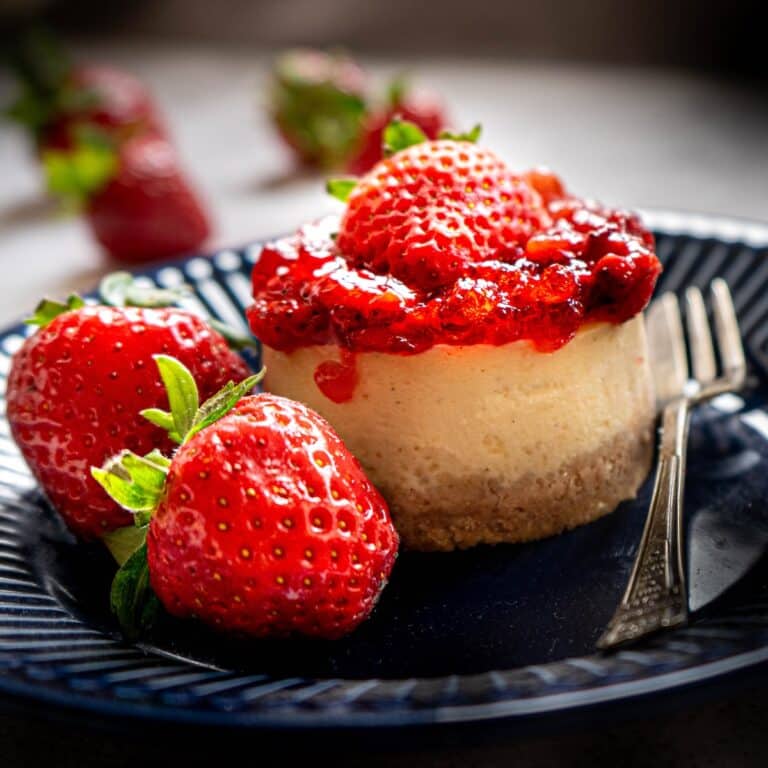 Roasted Strawberry Mini Cheesecakes