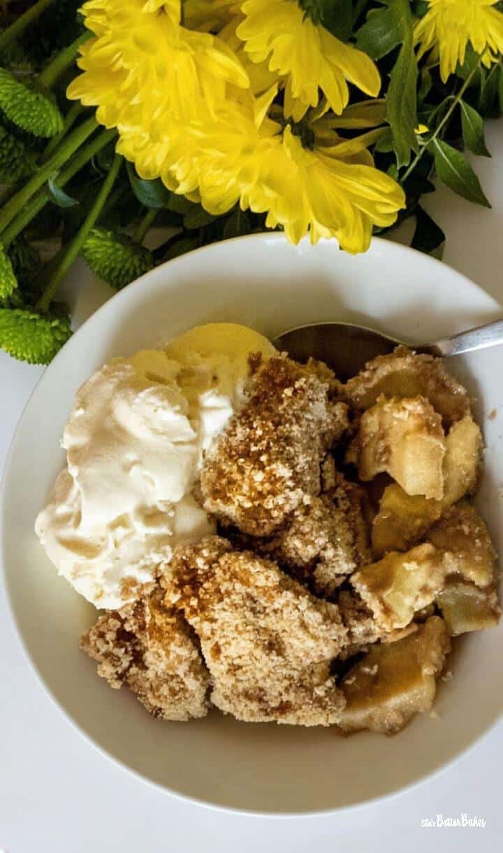 dish of biscoff crumble