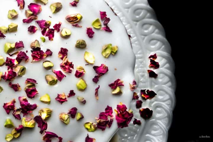 close up of persian love cake to the side