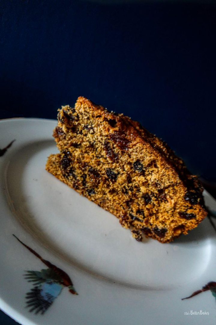 boiled cake slice on a plate - slanted