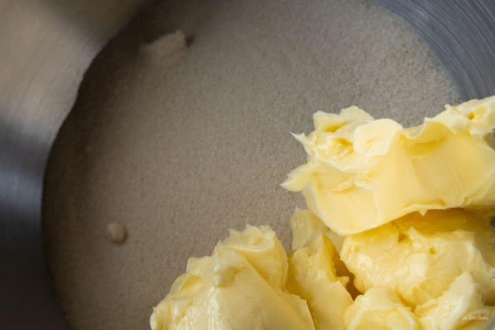 softened butter and sugar ready to be mixed