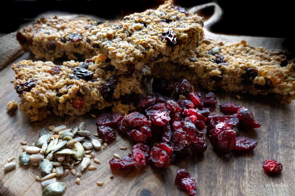 high fibre flapjack bars with cranberries
